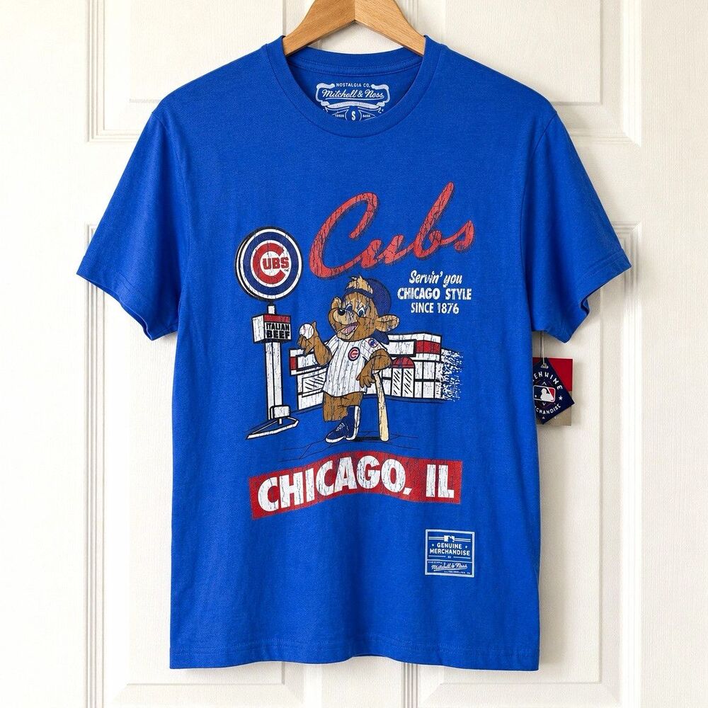 Mitchell & Ness Chicago Cubs MLB Blue T-Shirt Shirt Size S Officially Licensed